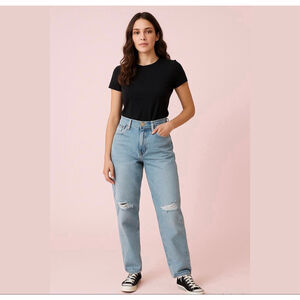 Betro SIMONE premium denim mom’s jeans high waisted distressed Sz 32 NWT